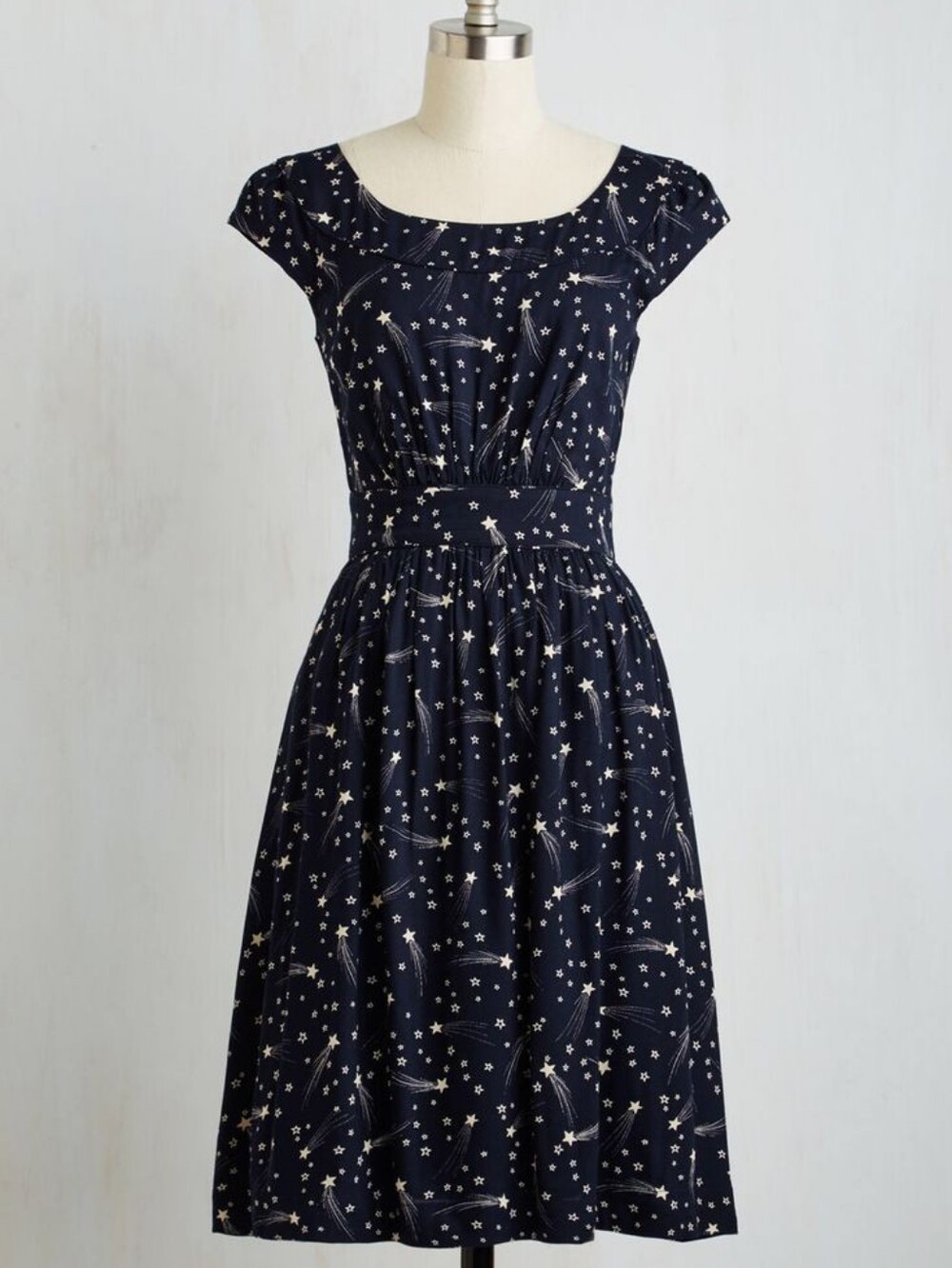Emily And Fin Navy Star-Print Fit & Flare Dress Size 16UK